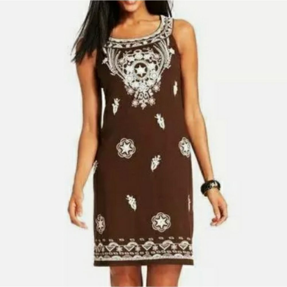 Charter Club Shift Dress Embroidered and Lined Luxury Womens Size Large NWOT